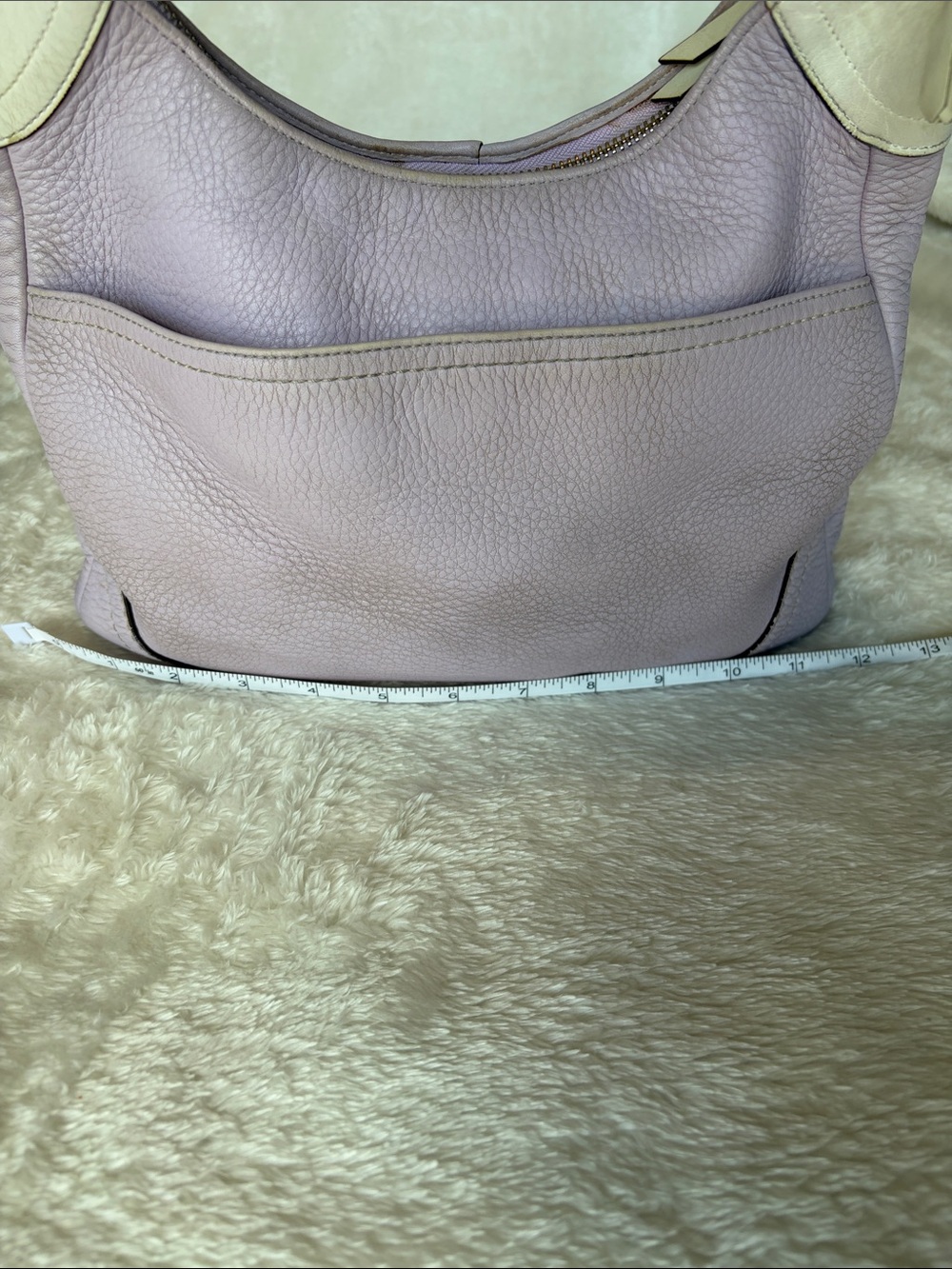 Coach Pebbled Leather Hobo Shoulder Bag  | Lilac/Cream Trim - Picture 14 of 14